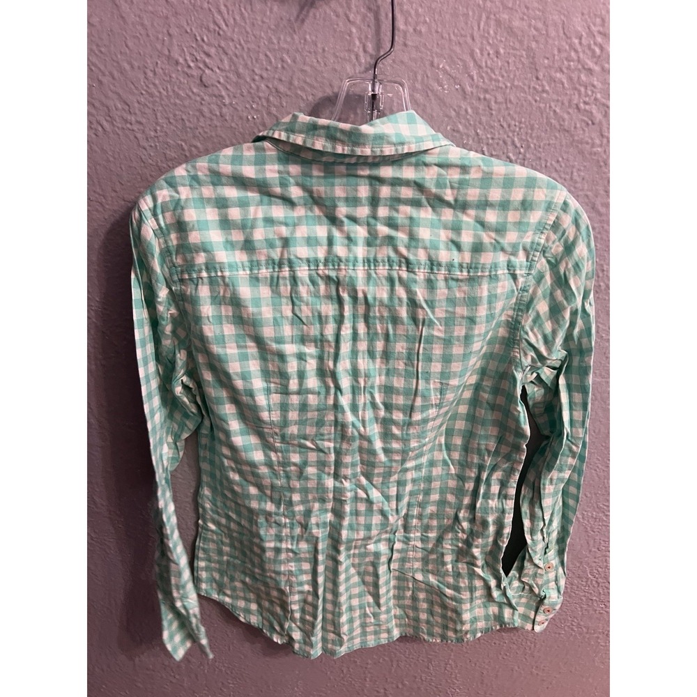 Vineyard Vines Women's Button Up  Shirt Size 4 Teal & White Plaid - Picture 4 of 6